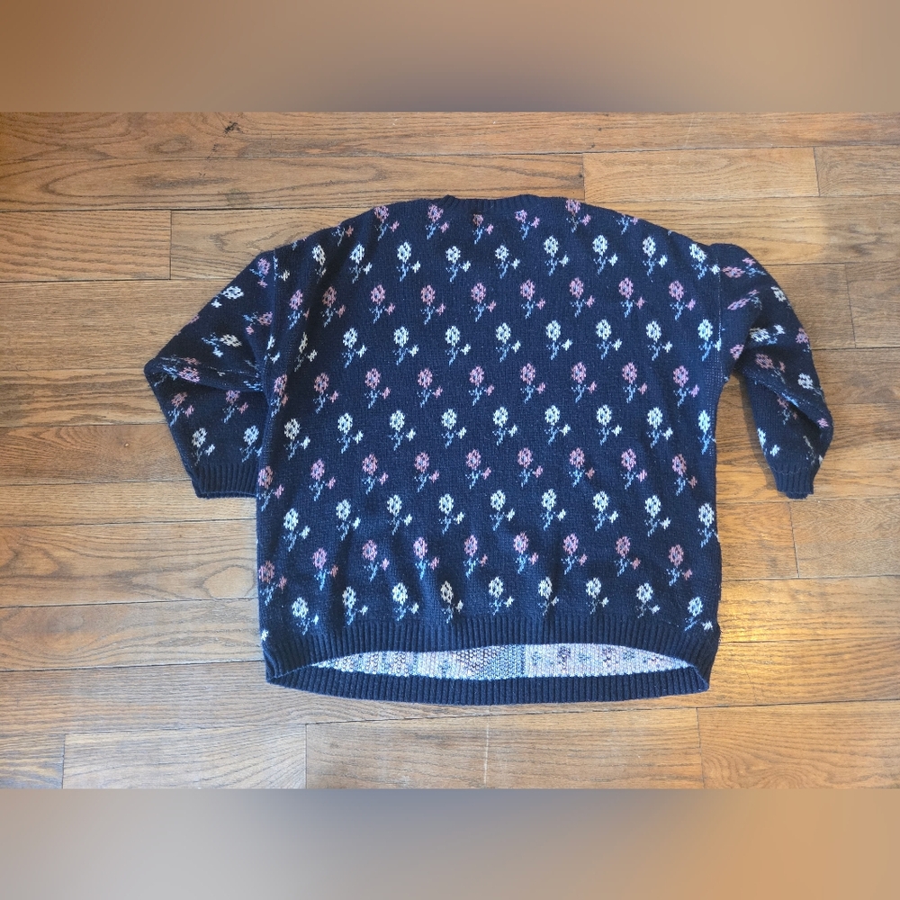 Gitano Navy and Pink Patchwork Knit Pullover - image 2